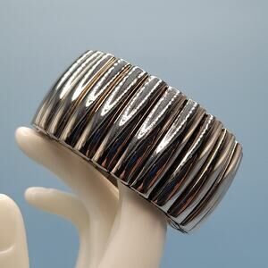 Vintage Stainless Steel Expansion Bracelet - 1.25" Wide